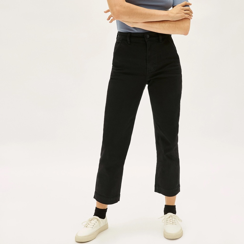 Everlane Black Cropped Straight Regular Denim Jeans Sz 14